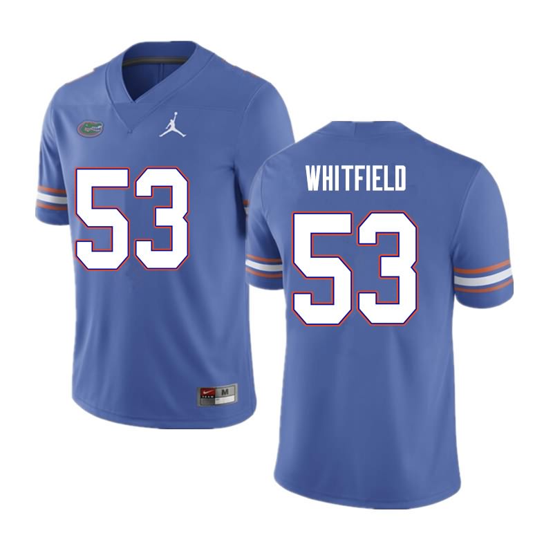 Men's NCAA Florida Gators Chase Whitfield #53 Stitched Authentic Nike Blue College Football Jersey LPD8265HR